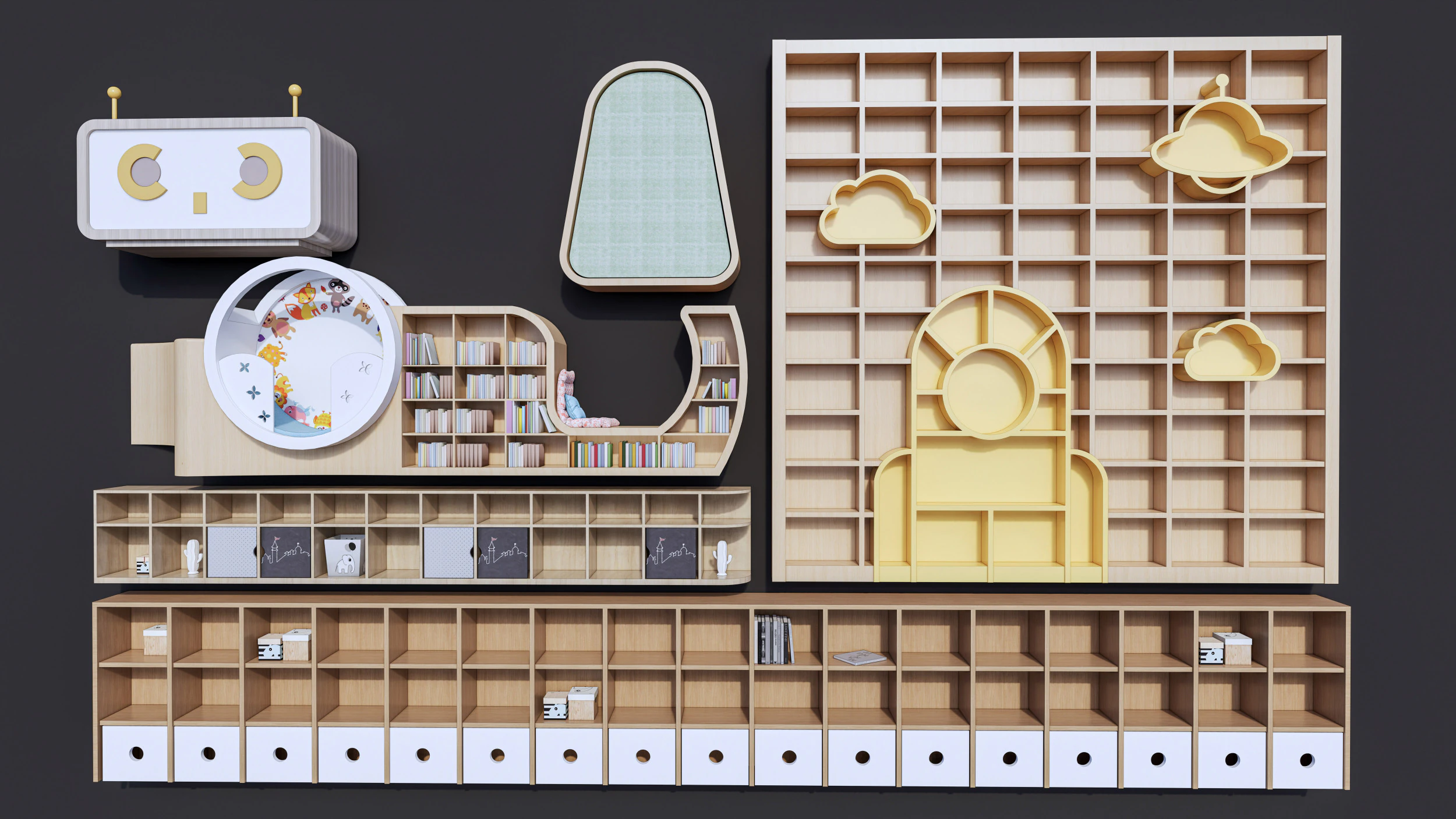 Libreria per bambini Mobili per bambini Armadietto per bambini 2 Modello 3D .c4d .max .obj .3ds .fbx .stl .blend 