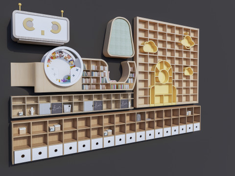 Kids Bookshelf Kids Furniture Kids Locker 2 3D Model