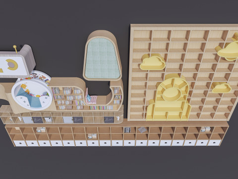 Kids Bookshelf Kids Furniture Kids Locker 2 3D Model