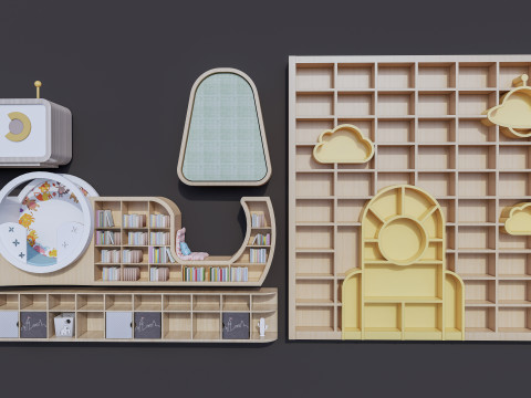 Kids Bookshelf Kids Furniture Kids Locker 2 3D Model