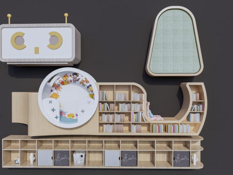 Kids Bookshelf Kids Furniture Kids Locker 2 3D Model