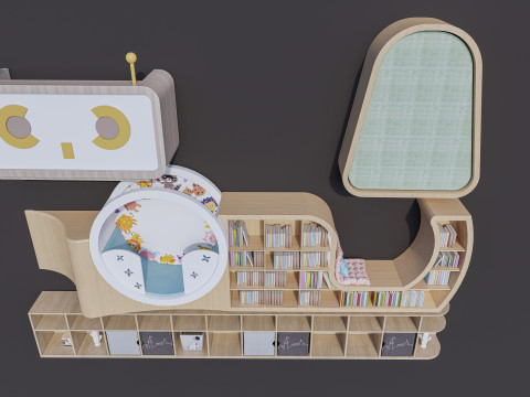 Kids Bookshelf Kids Furniture Kids Locker 2 3D Model