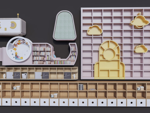Kids Bookshelf Kids Furniture Kids Locker 2 3D Model