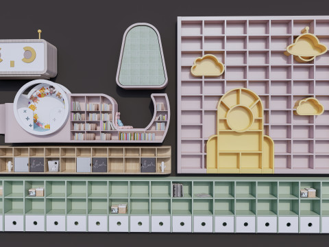 Kids Bookshelf Kids Furniture Kids Locker 2 3D Model