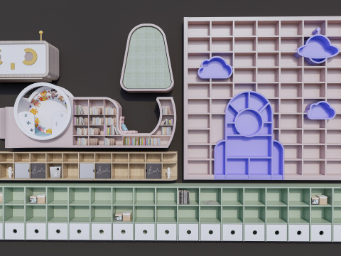 Kids Bookshelf Kids Furniture Kids Locker 2 3D Model