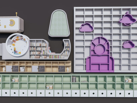 Kids Bookshelf Kids Furniture Kids Locker 2 3D Model