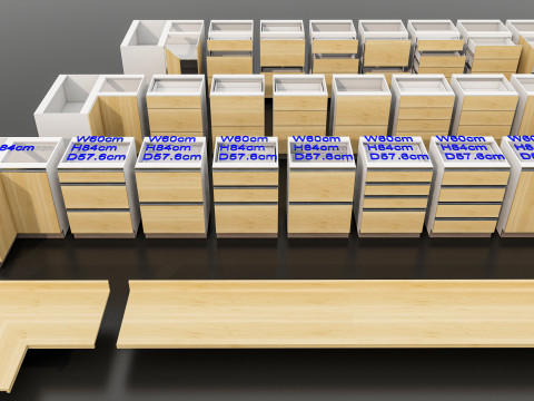 Kitchens and closets library of dynamic blocks Kitchen base cabinet Modello 3D