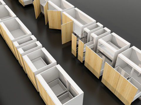 Kitchens and closets library of dynamic blocks Kitchen base cabinet Modello 3D