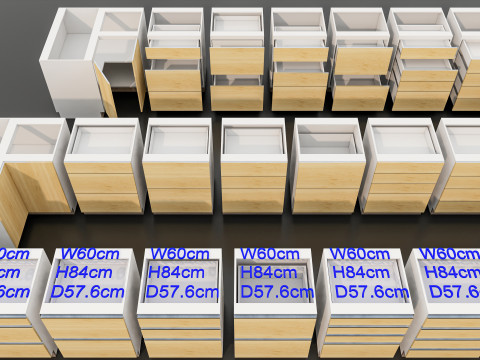Kitchens and closets library of dynamic blocks Kitchen base cabinet Modello 3D