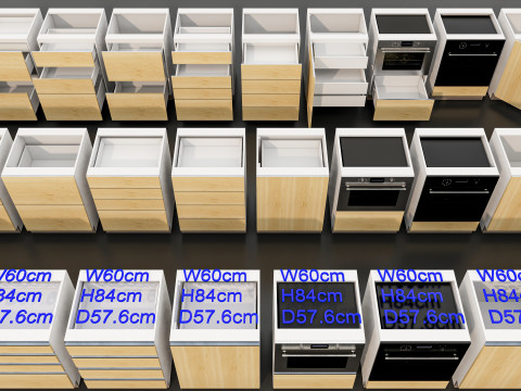 Kitchens and closets library of dynamic blocks Kitchen base cabinet Modello 3D