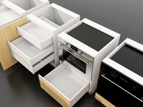 Kitchens and closets library of dynamic blocks Kitchen base cabinet Modello 3D