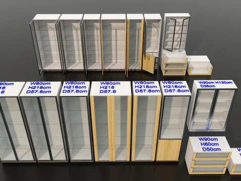 Kitchens and closets library of dynamic blocks Kitchen glass cabinet 3D Model