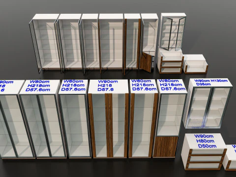 Kitchens and closets library of dynamic blocks Kitchen glass cabinet 3D Model