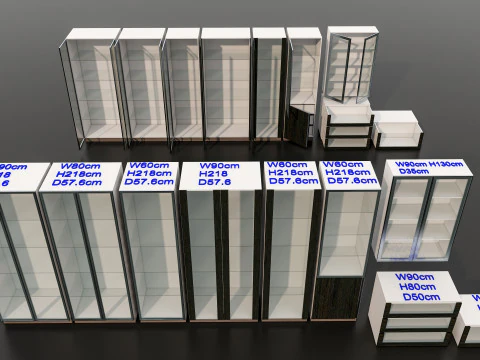 Kitchens and closets library of dynamic blocks Kitchen glass cabinet 3D Model