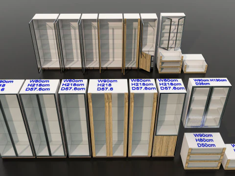 Kitchens and closets library of dynamic blocks Kitchen glass cabinet 3D Model