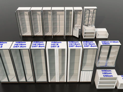 Kitchens and closets library of dynamic blocks Kitchen glass cabinet 3D Model