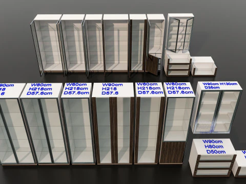 Kitchens and closets library of dynamic blocks Kitchen glass cabinet 3D Model