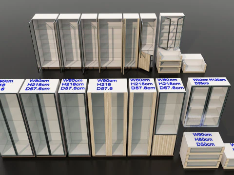 Kitchens and closets library of dynamic blocks Kitchen glass cabinet 3D Model