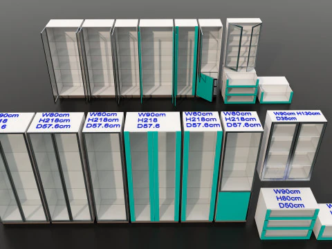 Kitchens and closets library of dynamic blocks Kitchen glass cabinet 3D Model