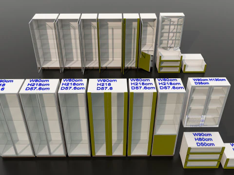 Kitchens and closets library of dynamic blocks Kitchen glass cabinet 3D Model