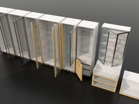 Kitchens and closets library of dynamic blocks Kitchen glass cabinet 3D Model