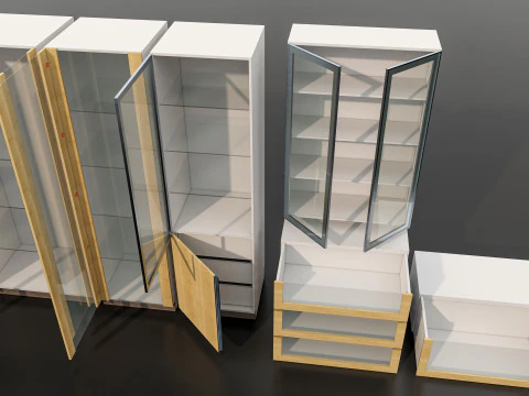 Kitchens and closets library of dynamic blocks Kitchen glass cabinet 3D Model