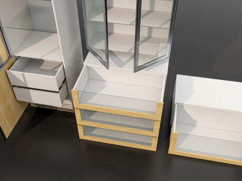 Kitchens and closets library of dynamic blocks Kitchen glass cabinet 3D Model