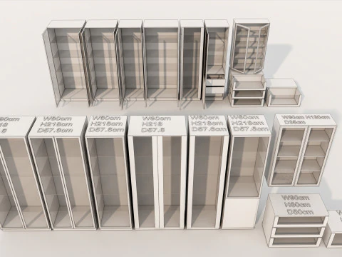 Kitchens and closets library of dynamic blocks Kitchen glass cabinet 3D Model