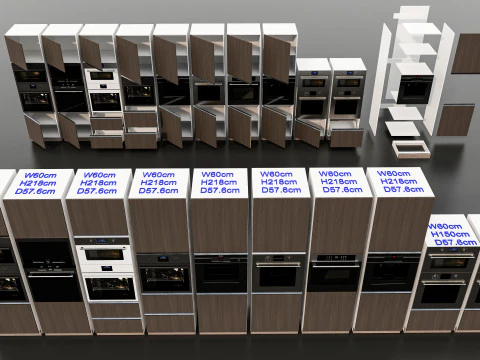 Kitchens and closets library of dynamic blocks Kitchen tall oven cabinet 3D Model