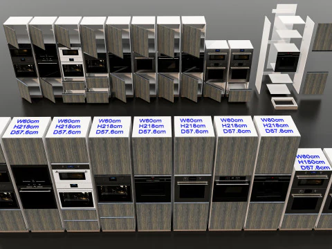 Kitchens and closets library of dynamic blocks Kitchen tall oven cabinet 3D Model