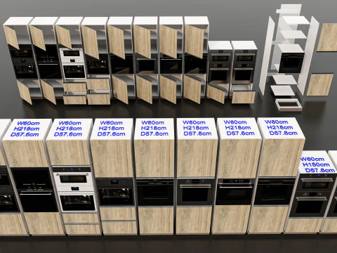 Kitchens and closets library of dynamic blocks Kitchen tall oven cabinet 3D Model