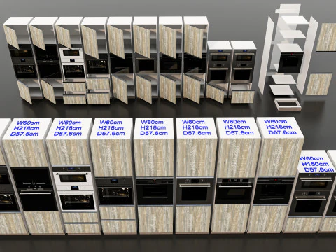 Kitchens and closets library of dynamic blocks Kitchen tall oven cabinet 3D Model
