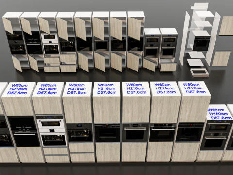 Kitchens and closets library of dynamic blocks Kitchen tall oven cabinet 3D Model
