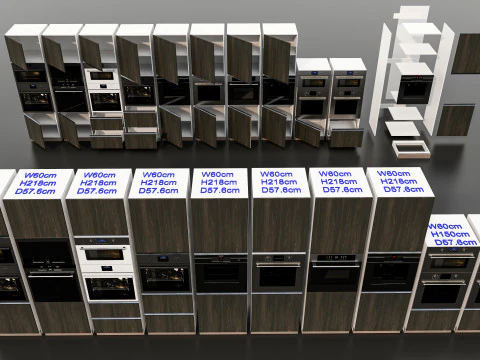 Kitchens and closets library of dynamic blocks Kitchen tall oven cabinet 3D Model