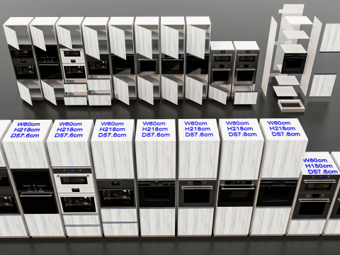 Kitchens and closets library of dynamic blocks Kitchen tall oven cabinet 3Dモデル