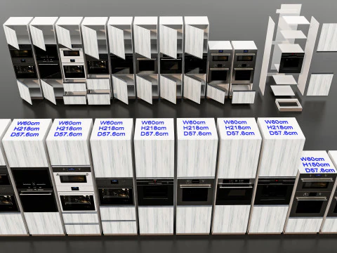 Kitchens and closets library of dynamic blocks Kitchen tall oven cabinet 3D Model