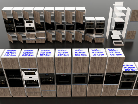 Kitchens and closets library of dynamic blocks Kitchen tall oven cabinet 3Dモデル