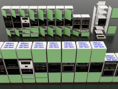 Kitchens and closets library of dynamic blocks Kitchen tall oven cabinet 3D Model