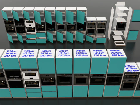 Kitchens and closets library of dynamic blocks Kitchen tall oven cabinet 3D Model