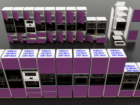 Kitchens and closets library of dynamic blocks Kitchen tall oven cabinet 3Dモデル