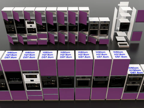 Kitchens and closets library of dynamic blocks Kitchen tall oven cabinet 3D Model