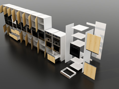 Kitchens and closets library of dynamic blocks Kitchen tall oven cabinet 3Dモデル