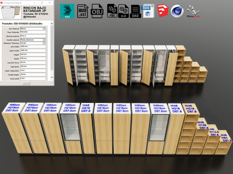Kitchens and closets library of dynamic blocks Kitchen tall pentry cabinet 3D Model