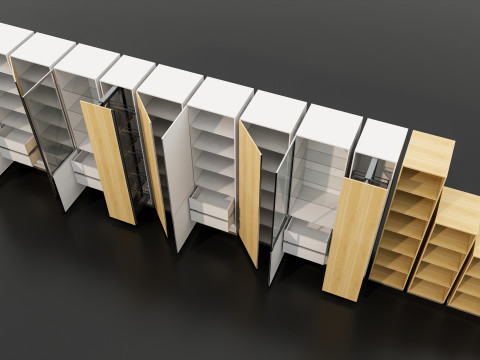 Kitchens and closets library of dynamic blocks Kitchen tall pentry cabinet 3D Model