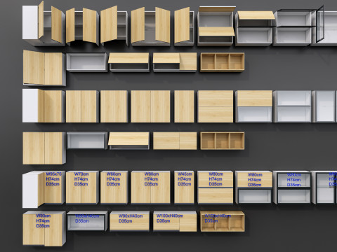 Kitchens and closets library of dynamic blocks Kitchen wall cabinet 3D Модель