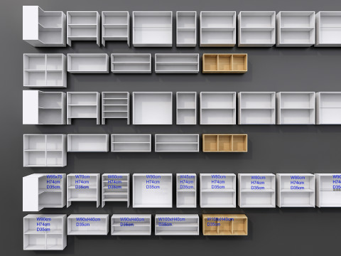 Kitchens and closets library of dynamic blocks Kitchen wall cabinet 3D Модель