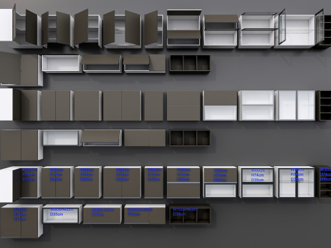 Kitchens and closets library of dynamic blocks Kitchen wall cabinet 3D Модель