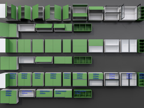 Kitchens and closets library of dynamic blocks Kitchen wall cabinet 3D Модель