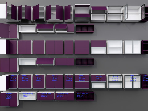 Kitchens and closets library of dynamic blocks Kitchen wall cabinet 3D Модель