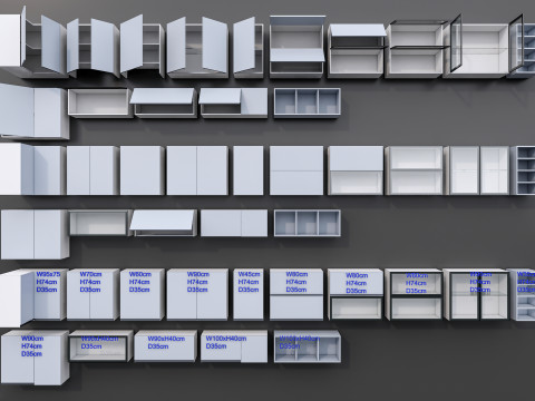 Kitchens and closets library of dynamic blocks Kitchen wall cabinet 3D Модель